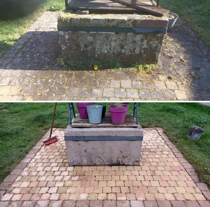 Une table moderne en bois brut recouverte de vernis de yacht, posée sur la terrasse du jardin